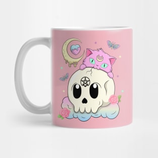 Creepy Kawaii Kitty with Skull Pastel Goth Mug